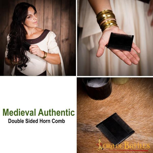 Peine medieval para mujer en cuerno de buey