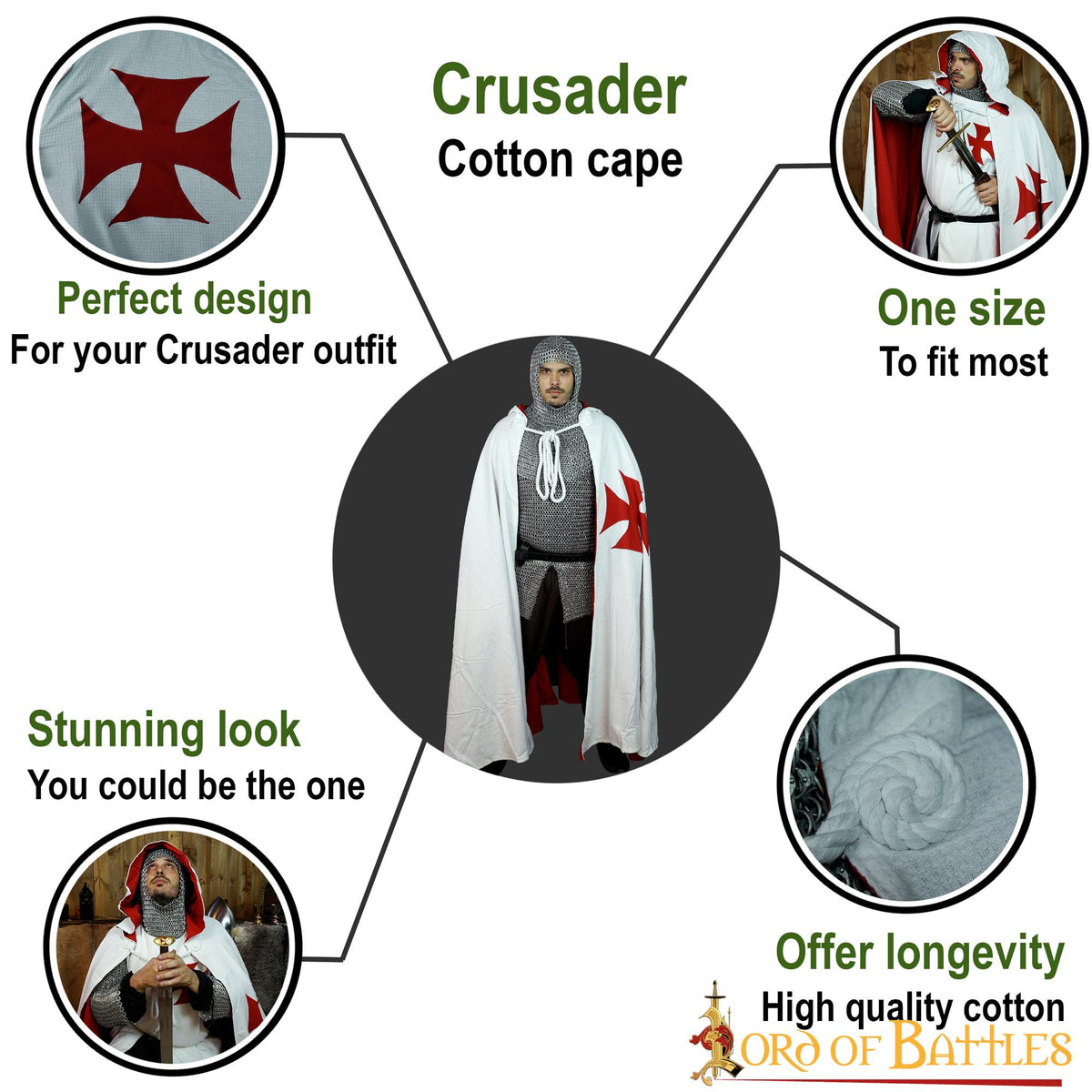 Capa de los caballeros templarios con capucha