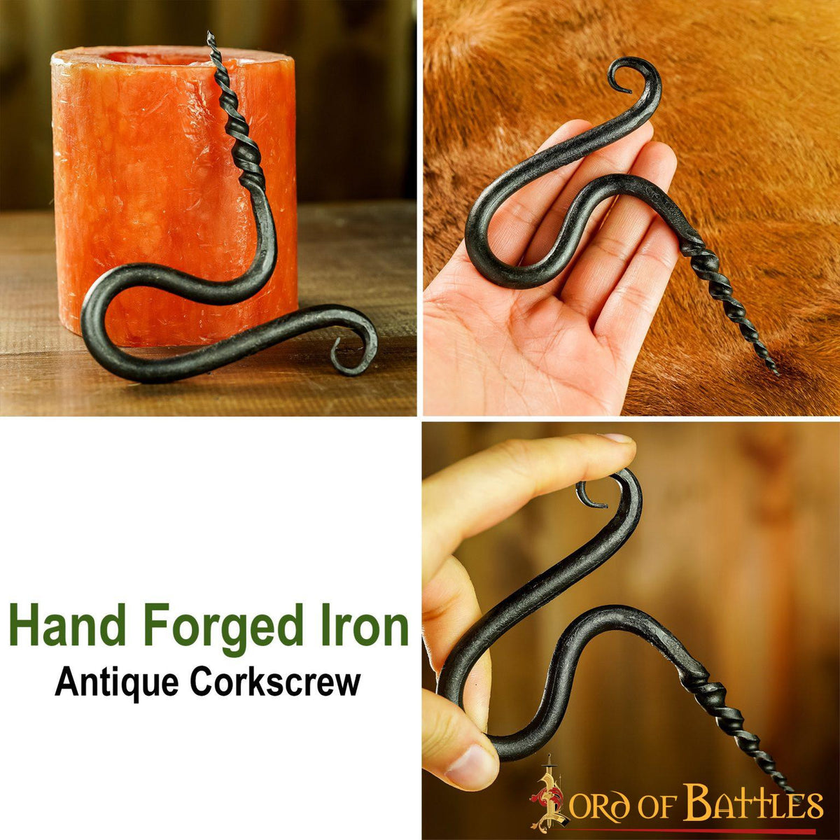 Sacacorchos medieval forjado a mano (10,2x8,9 cm.)