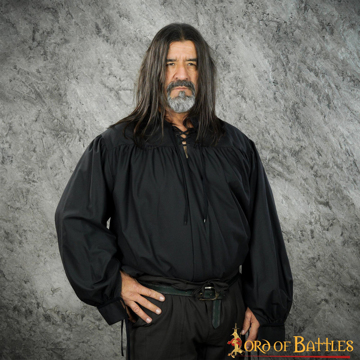 Camisa medieval y renacentista Elric - Negra
