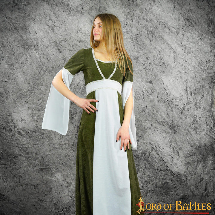Vestido medieval Inés en ante - Verde