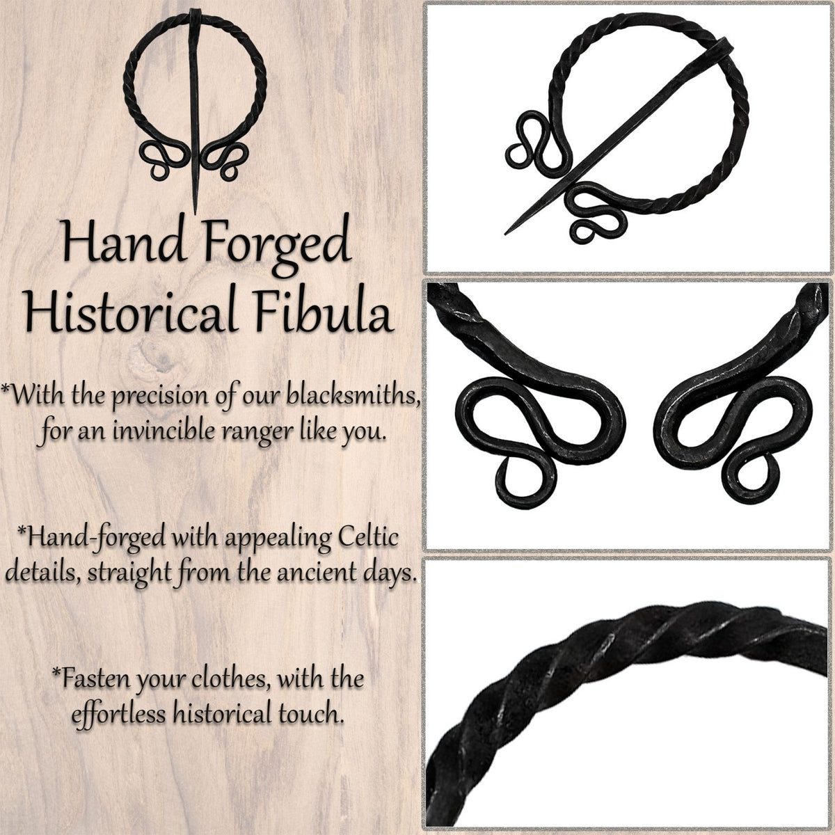 Fíbula histórica Elfo forjada a mano (11x6,5 cm.)
