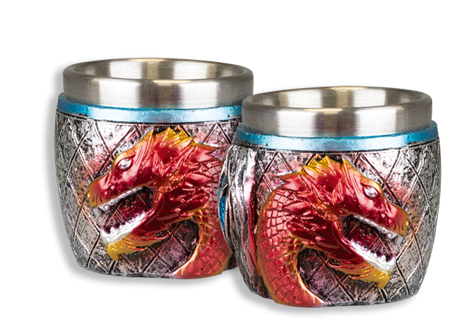 1 Vaso de chupito medieval dragones (5,5x7,2 cm.)