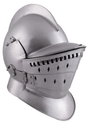 Casco medieval Borgoñota con gorjal, acero 2 mm.
