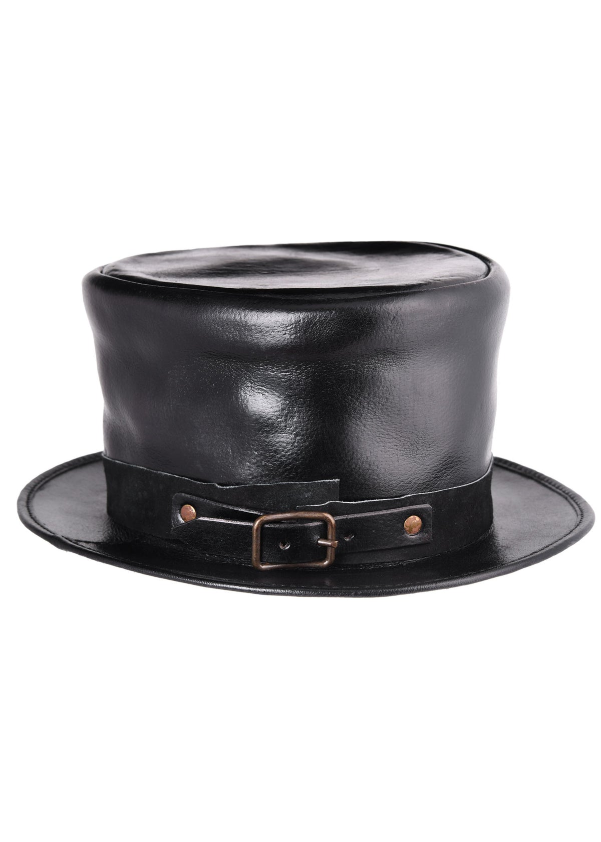Sombrero de copa medieval en piel negra
