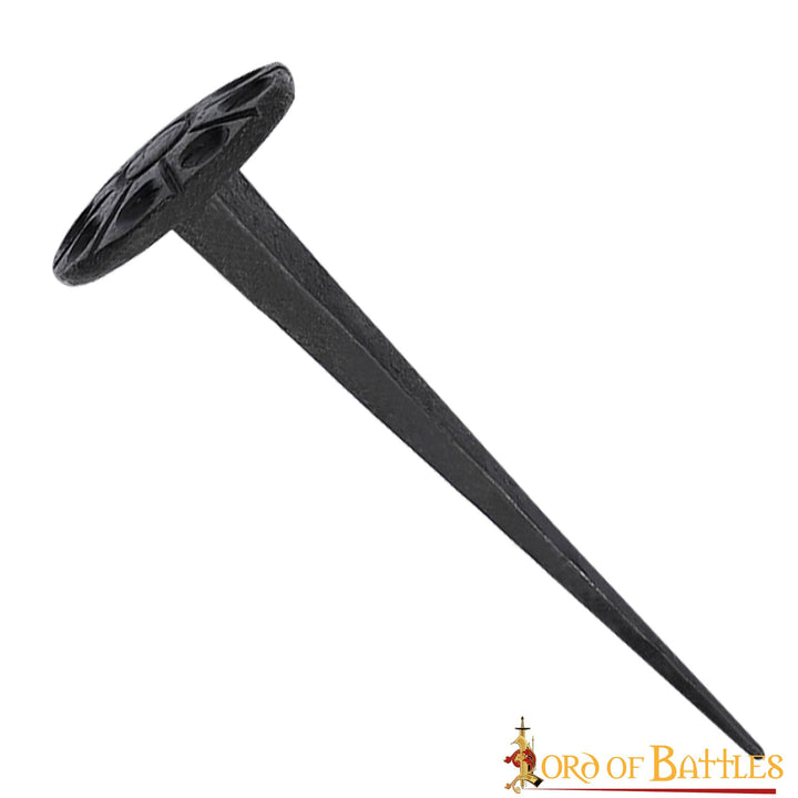 Clavo medieval, cabeza redonda, forjado a mano (10 cm.)