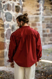 Camisa medieval Adrián con cordones, color rojo