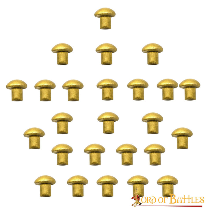 Juego de 25 remaches latonados con cabeza de hongo, 0,5 cm.