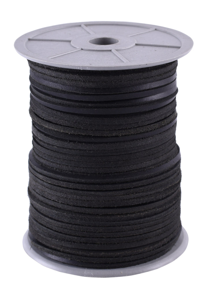 Bobina de cordón de cuero negro cuadrado, 50 mts.