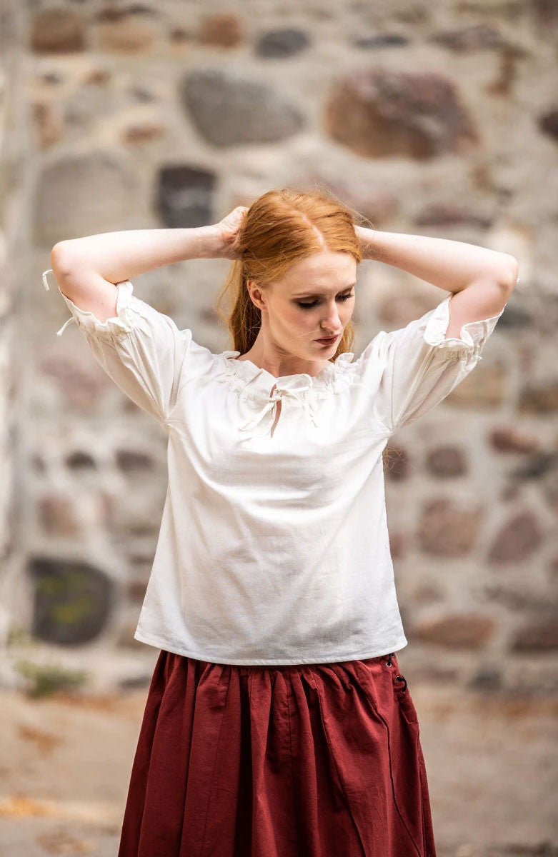 Blusa medieval para mujer modelo Vera, blanco natural