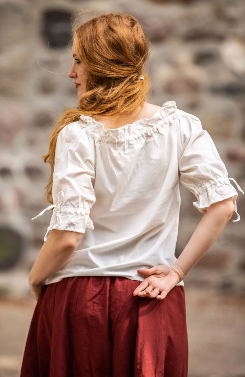 Blusa medieval para mujer modelo Vera, blanco natural
