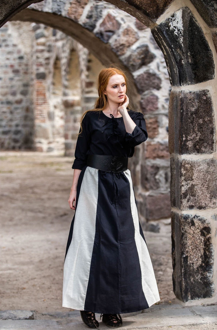 Falda medieval modelo Diana, negro-blanco