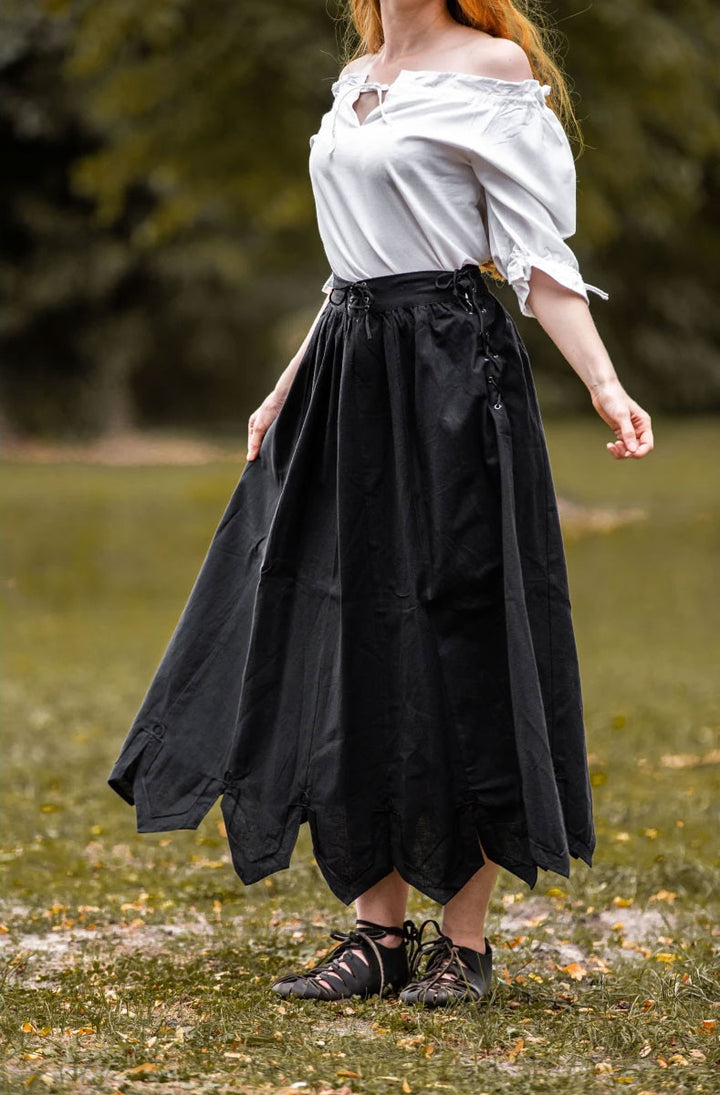 Falda medieval con bordados modelo Svenja, negro