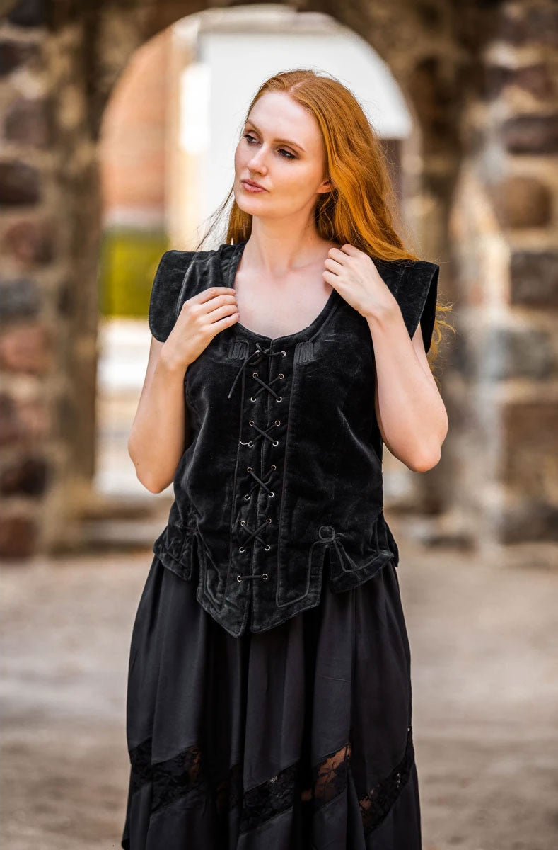 Chaleco medieval modelo Adrienne, negro