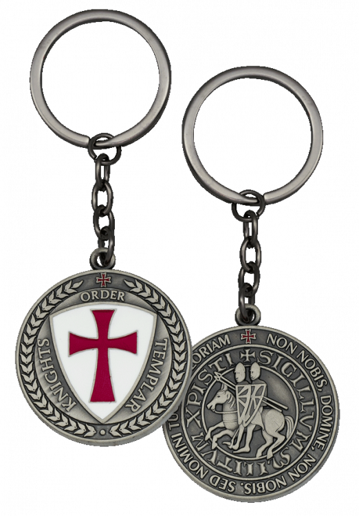 Llavero de los Caballeros Templarios, plata vieja