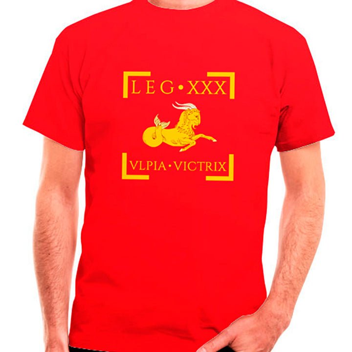 Camiseta Legión Romana XXX Ulpia Victrix en rojo, manga corta