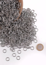 Bolsa anillas zinc cota malla, 9 mm.