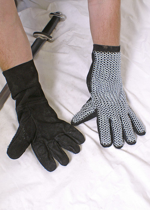 Guantes de cuero con cota de malla, 6 mm.