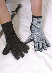 Guantes de cuero con cota de malla, 6 mm.