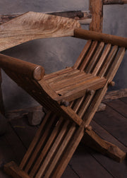 Silla medieval plegable Curul, en madera (70 cm.)