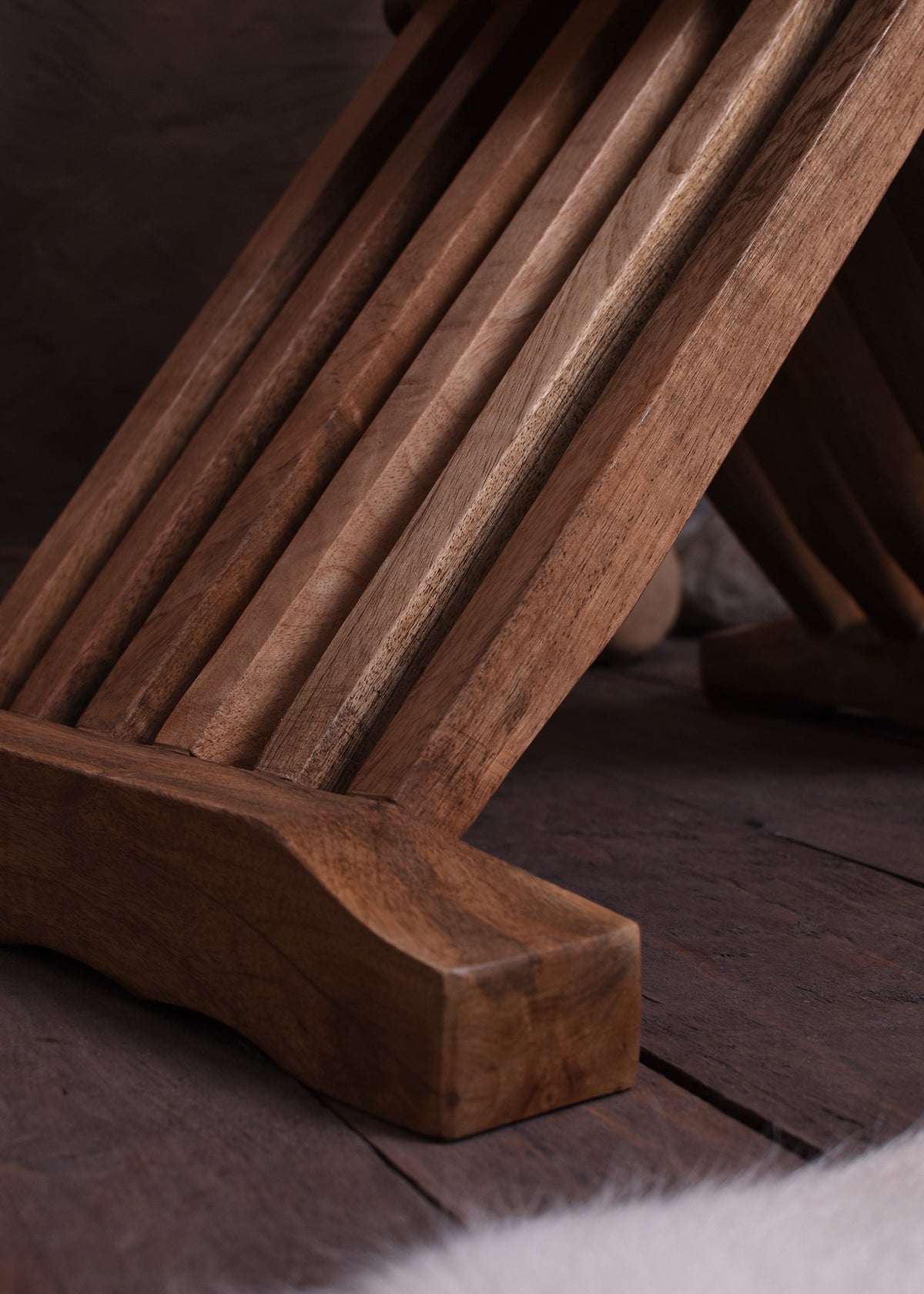 Silla medieval plegable Curul, en madera (70 cm.)