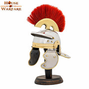 Mini Casco legionario romano con soporte de madera