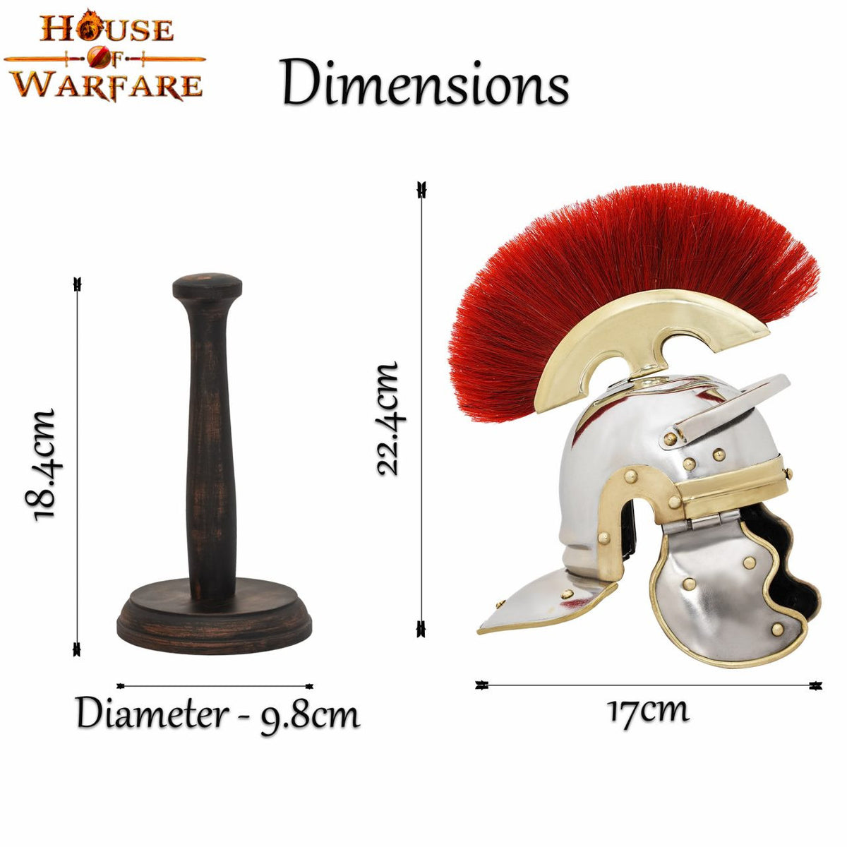 Mini Casco legionario romano con soporte de madera