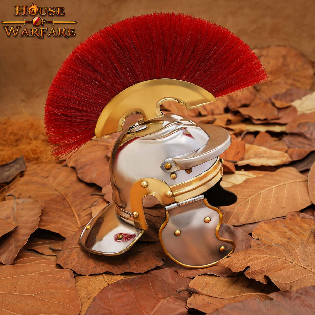 Mini Casco legionario romano con soporte de madera