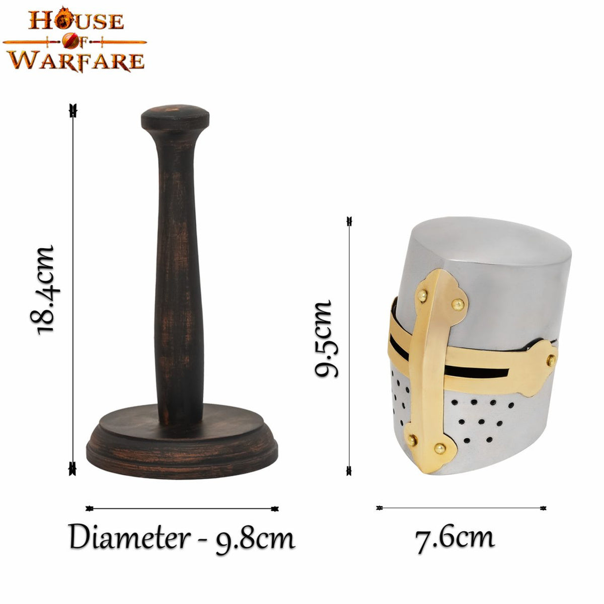 Mini Yelmo Medieval de los Cruzados con soporte de madera