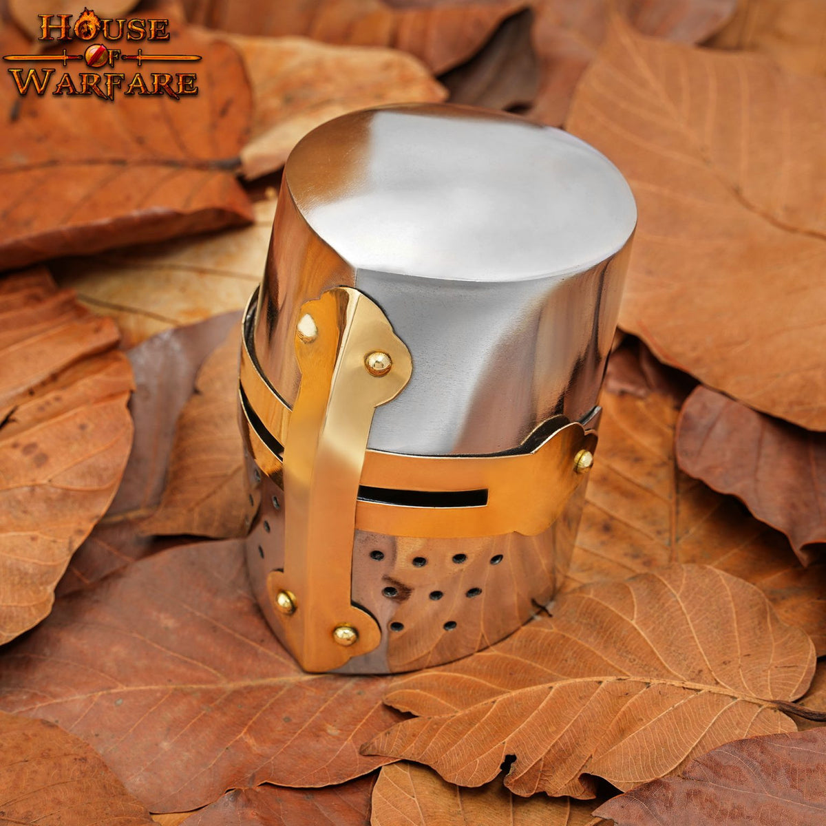 Mini Yelmo Medieval de los Cruzados con soporte de madera