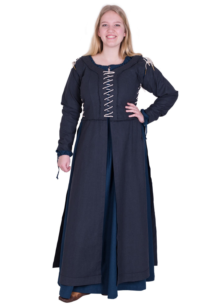 Vestido Medieval Marit con Cordón, azul oscuro