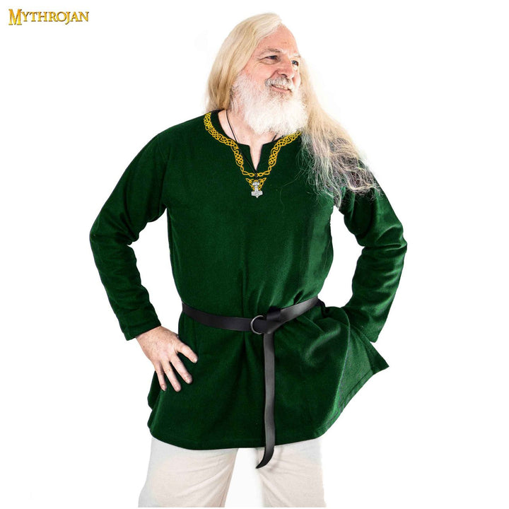Túnica Vikinga en la con cuello ribeteado - verde