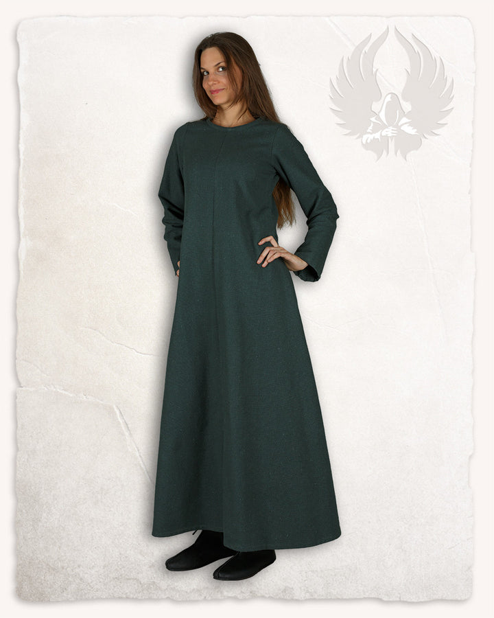 Túnica medieval verde modelo Alina, en algodón