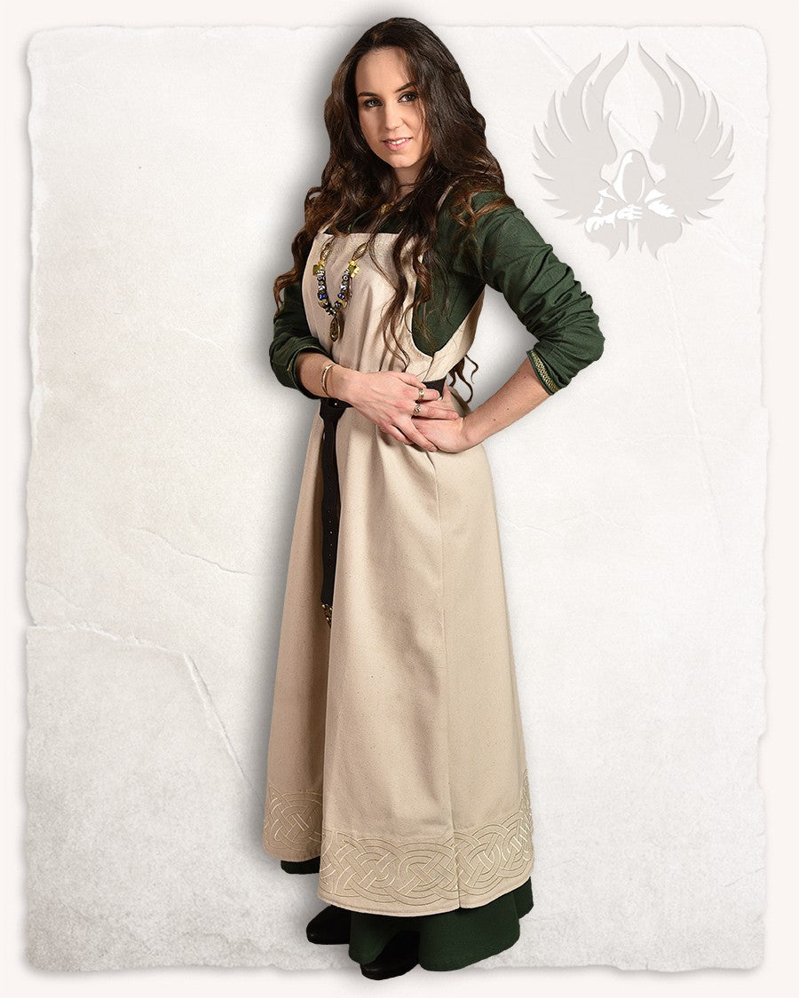Vestido delantal vikingo modelo Alva, crema