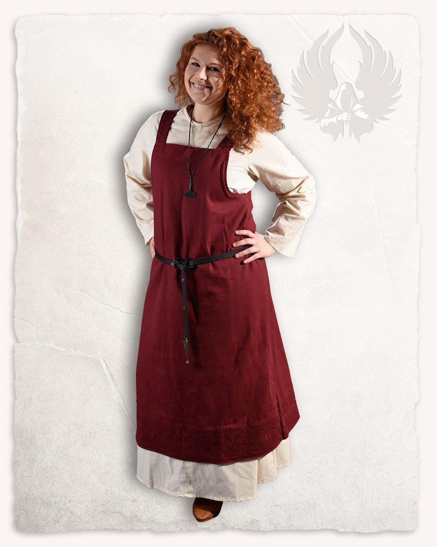 Vestido delantal vikingo modelo Alva, rojo