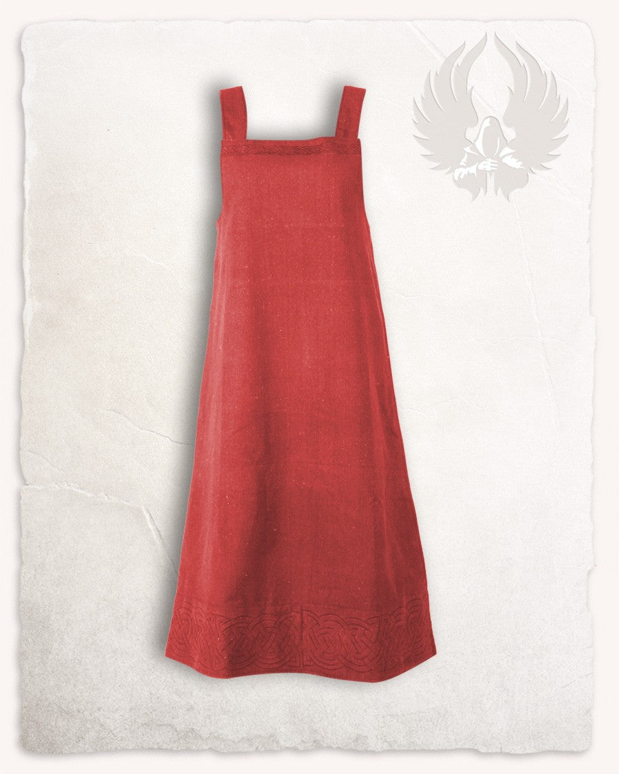 Vestido delantal vikingo modelo Alva, rojo
