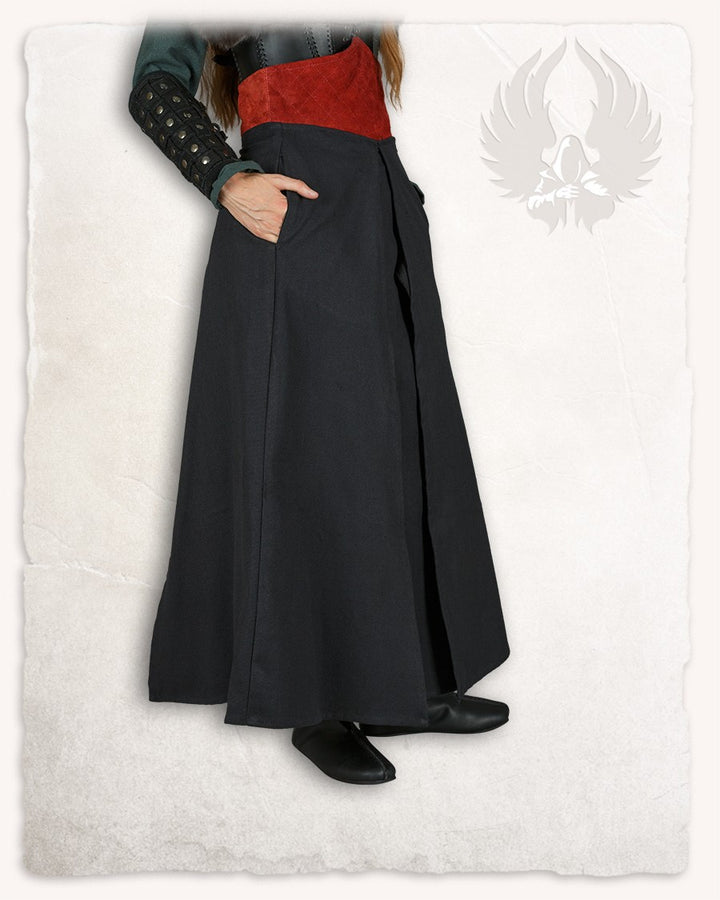 Sobrefalda medieval modelo Brielle - lona negro/burdeos