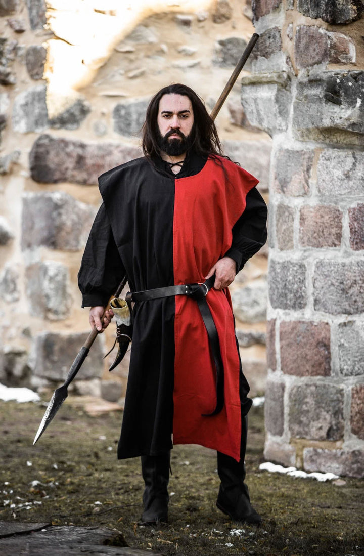 Túnica medieval bipart Frojoerick, negro-rojo