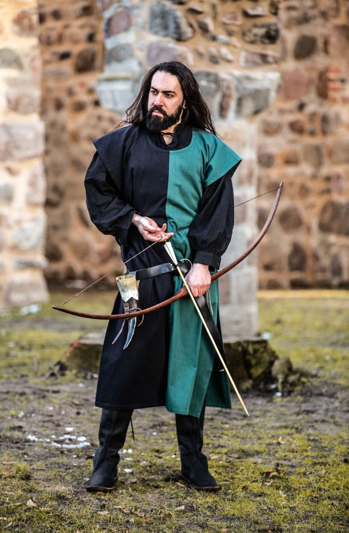 Túnica medieval bipart Frojoerick, negro-verde