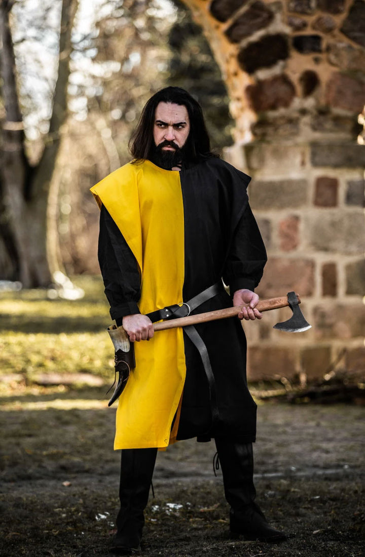 Túnica medieval bipart Frojoerick, negro-amarillo