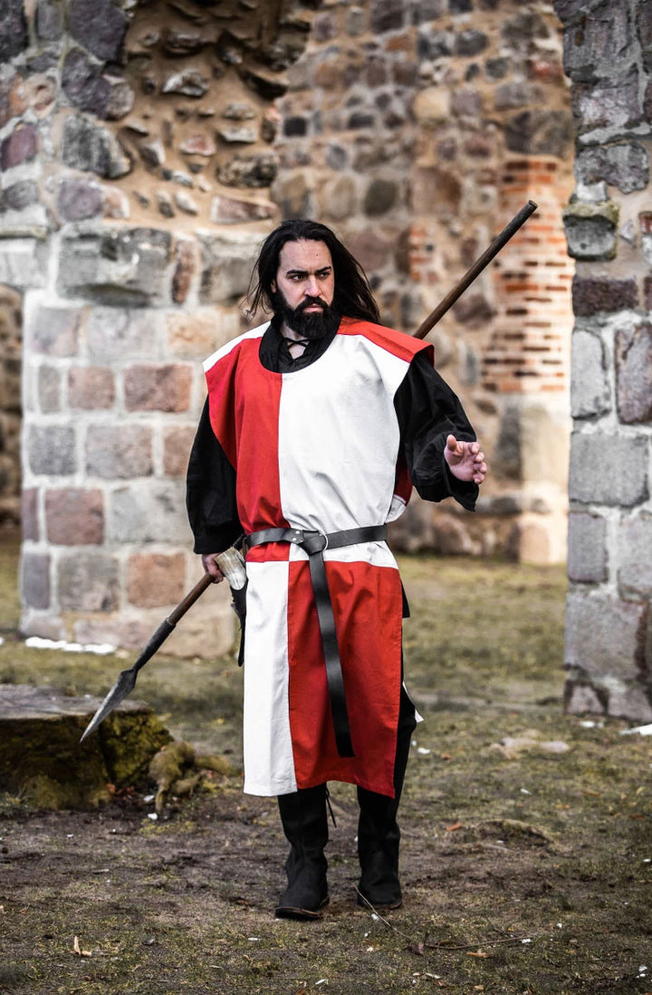 Túnica medieval Tablero de Ajedrez, blanco-rojo