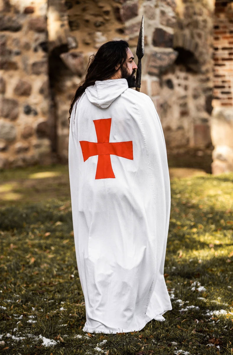 Capa de los Caballeros Templarios modelo Baldwin, blanco-rojo