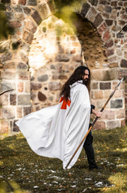 Capa de los Caballeros Templarios modelo Baldwin, blanco-rojo