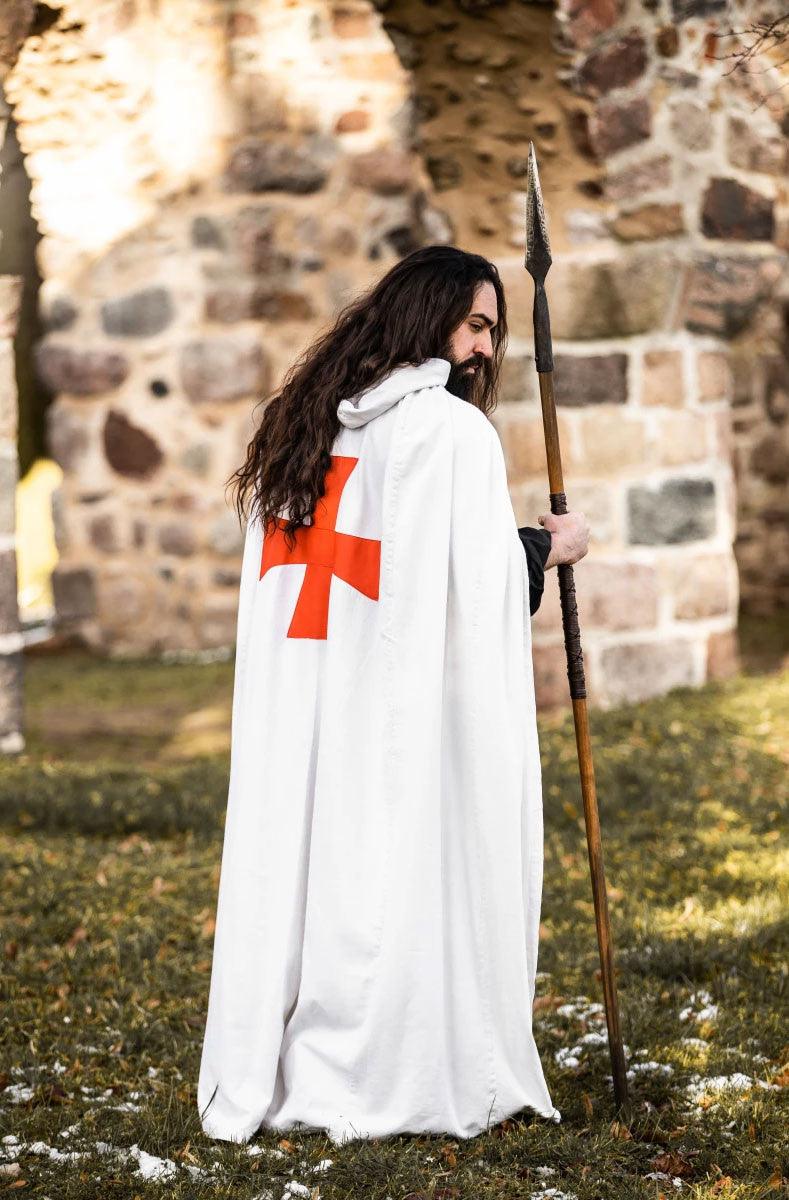 Capa de los Caballeros Templarios modelo Baldwin, blanco-rojo