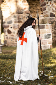Capa de los Caballeros Templarios modelo Baldwin, blanco-rojo