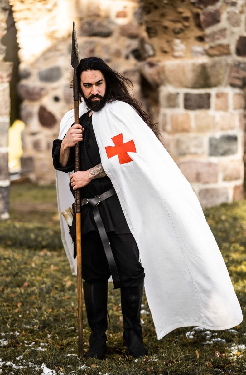 Capa de los Caballeros Templarios modelo Baldwin, blanco-rojo