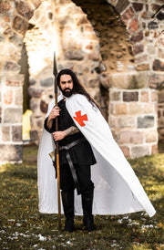 Capa de los Caballeros Templarios modelo Baldwin, blanco-rojo
