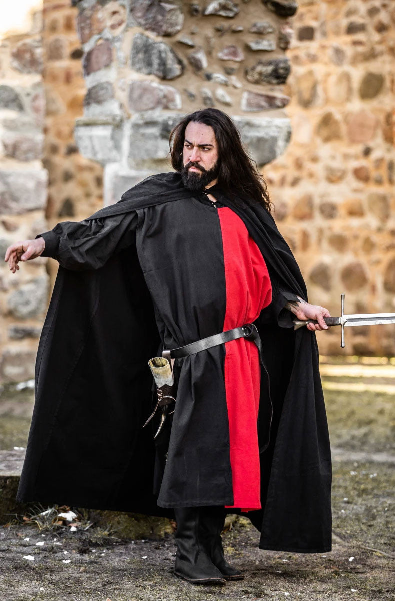 Capa de los Caballeros Templarios modelo Arnulf, negro-rojo