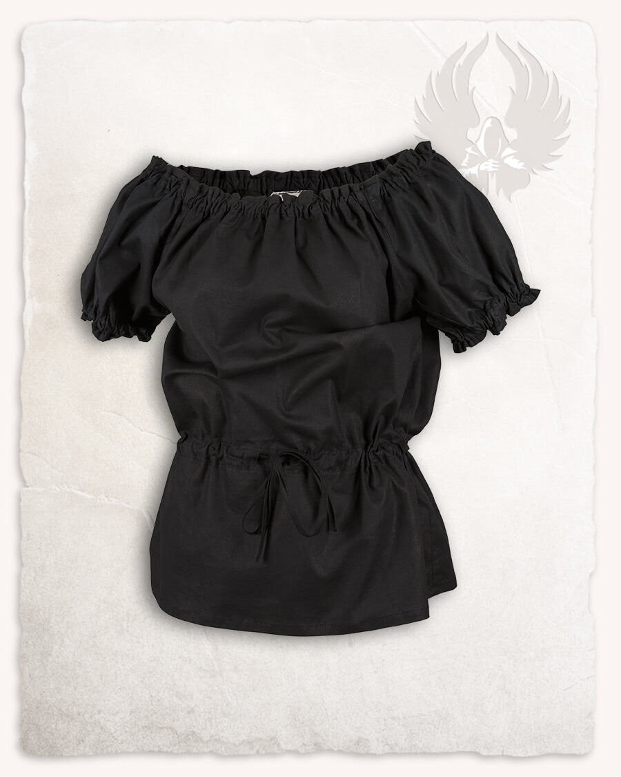 Blusa medieval algodón ligero modelo Kalina, negro