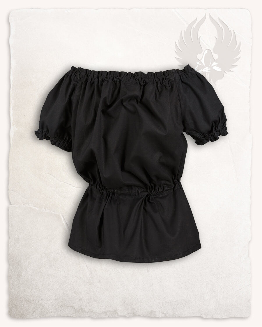 Blusa medieval algodón ligero modelo Kalina, negro